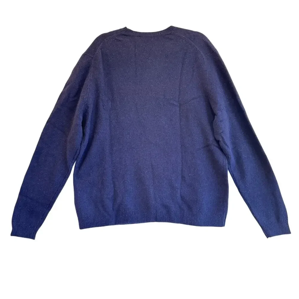 Vintage Eddie Bauer Lambswool Sweater XL Men’s Navy Blue Crewneck 90s Outdoor